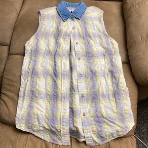 Purrfect by Krazy Kat pastel flannel vest